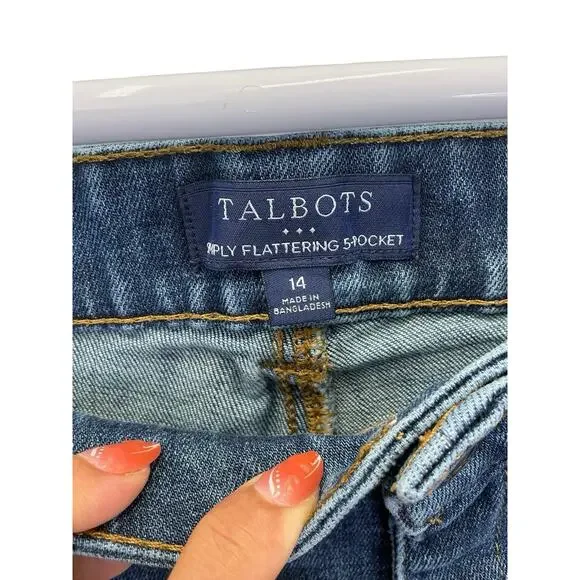 Talbots Jeans Womens 14 Curvy Simply Flattering 5 Pocket Straight Blue Denim - Picture 10 of 11